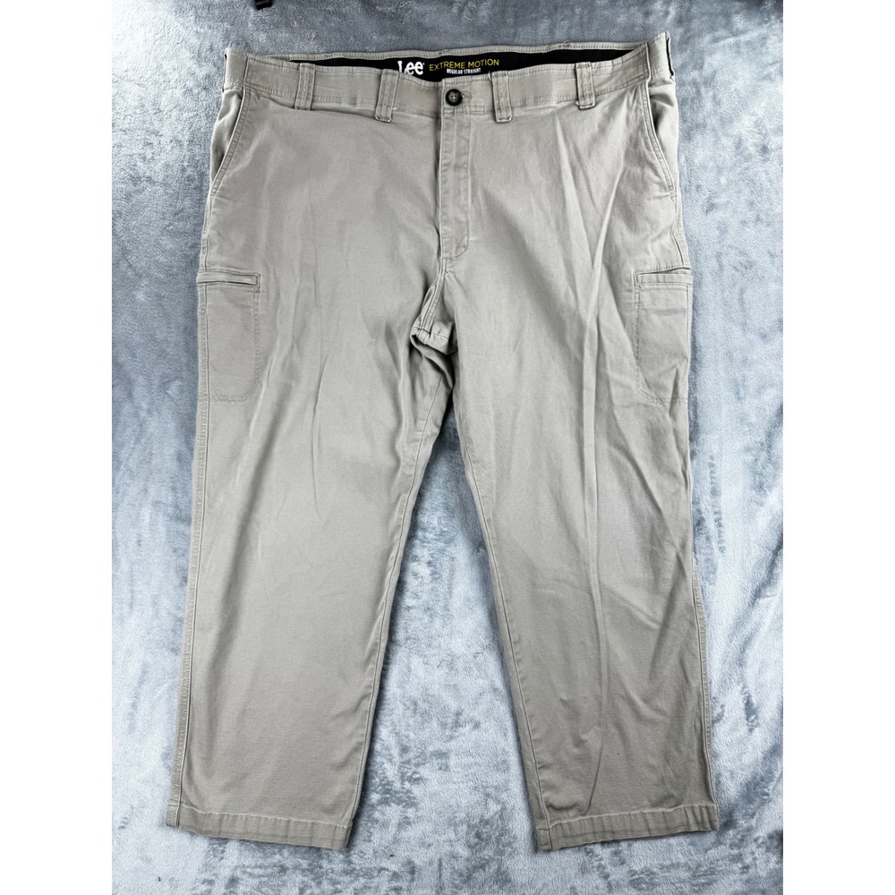Lee Mens Extreme Motion Regular Straight Pants 48x30 Khaki Tan Stretch Canvas